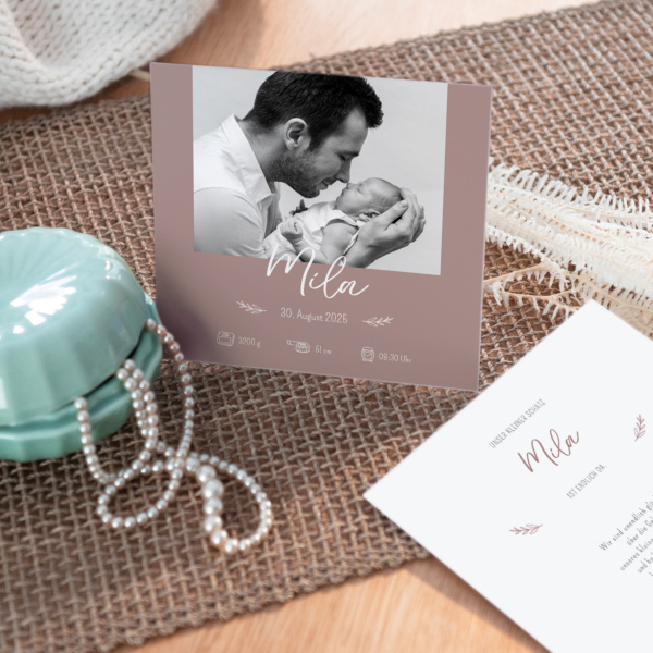 Geburtskarte Crafty Leaves